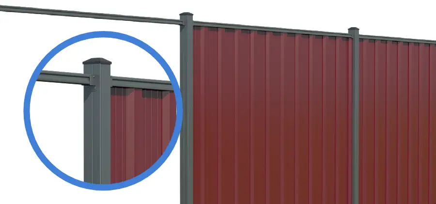 Каркас секционного забора с профлистом НС21, Н20, Каскад