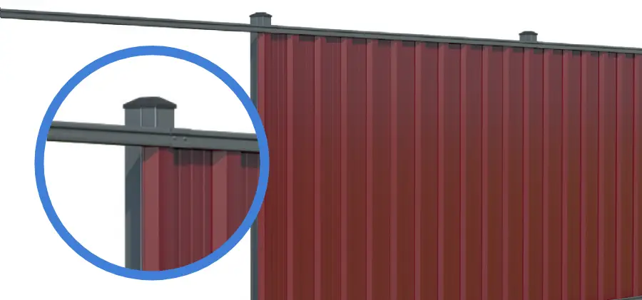 Каркас сплошного забора с профлистом НС21, Н20, Каскад